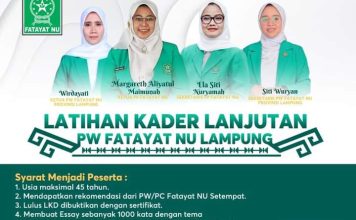 PW Fatayat NU Lampung Akan Gelar LKL, Inilah Persyaratannya